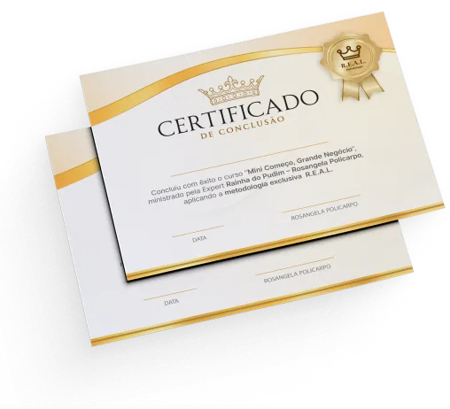 Mini Pudim para Vender | Rainha do Pudim 1 61 Certificado Mini Começo Grande Negócio - Rainha do Pudim - Rosangela Policarpo